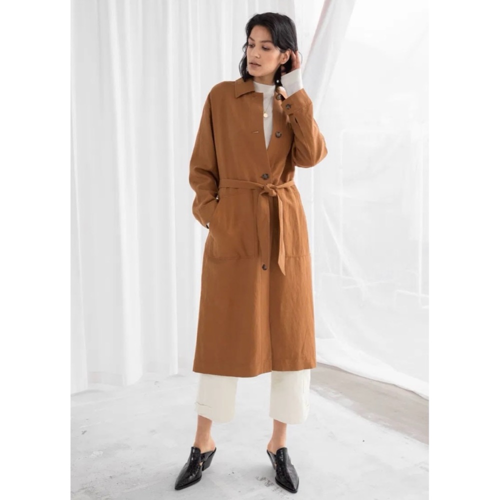 & Other Stories Linen Blend Trench Coat